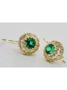 8K žlté zlato 333 Emerald náušnice vec002x-em Russian Soviet USSR Vintage Jewlery Art Deco style